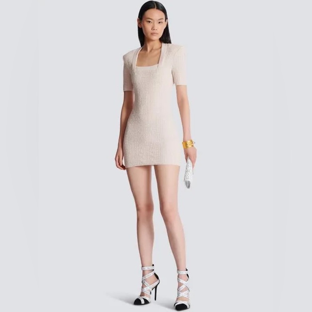 NWT, Women’s BALMAIN
Beige Monogram Dress, size 38 US size Medium - Picture 3 of 16